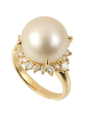 18Kダイヤモンドパールリング ゴールド/ホワイト