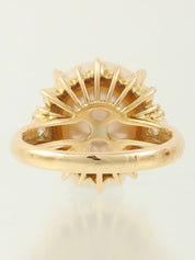 18K Gold/White Diamond Pearl Ring