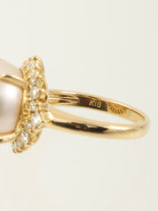 18Kダイヤモンドパールリング ゴールド/ホワイト