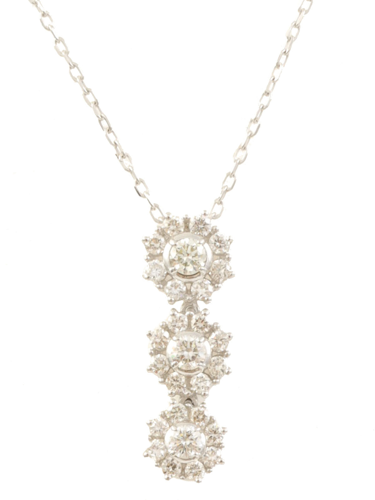 18K Diamond Flower Motif Necklace in Silver