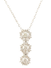 18K Diamond Flower Motif Necklace in Silver