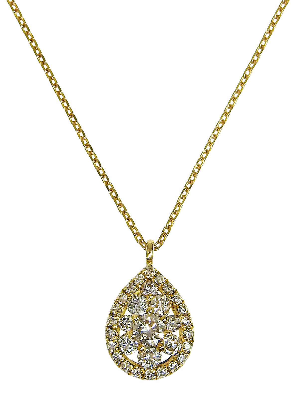 18K Gold Diamond Teardrop Necklace