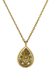 18K Gold Diamond Teardrop Necklace