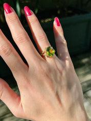 18Kイエローゴールドペリドットダイヤモンドリング グリーン/ゴールド