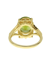 18K Yellow Gold Peridot Diamond Ring in Green/Gold