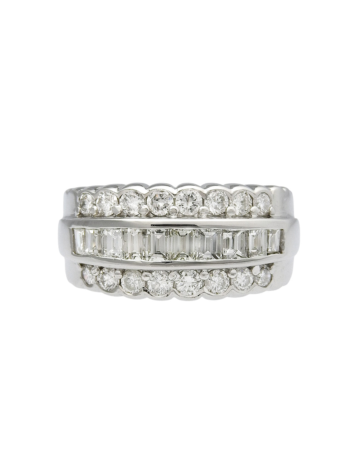 プラチナダイヤモンドデザインリング シルバー