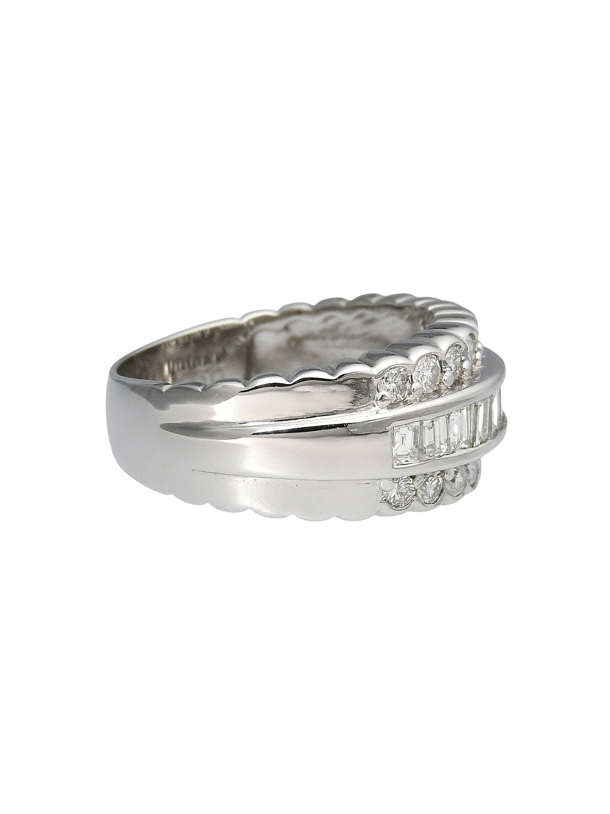 プラチナダイヤモンドデザインリング シルバー