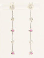 18K Ruby and Diamond Swing Earrings in Silver/Cherry Red