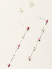 18K 红宝石钻石摇摆耳环，银色/樱桃红色