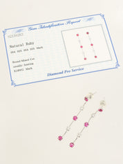 18K Ruby and Diamond Swing Earrings in Silver/Cherry Red