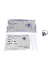 プラチナサファイアダイヤモンドデザインリング シルバー/ブルー