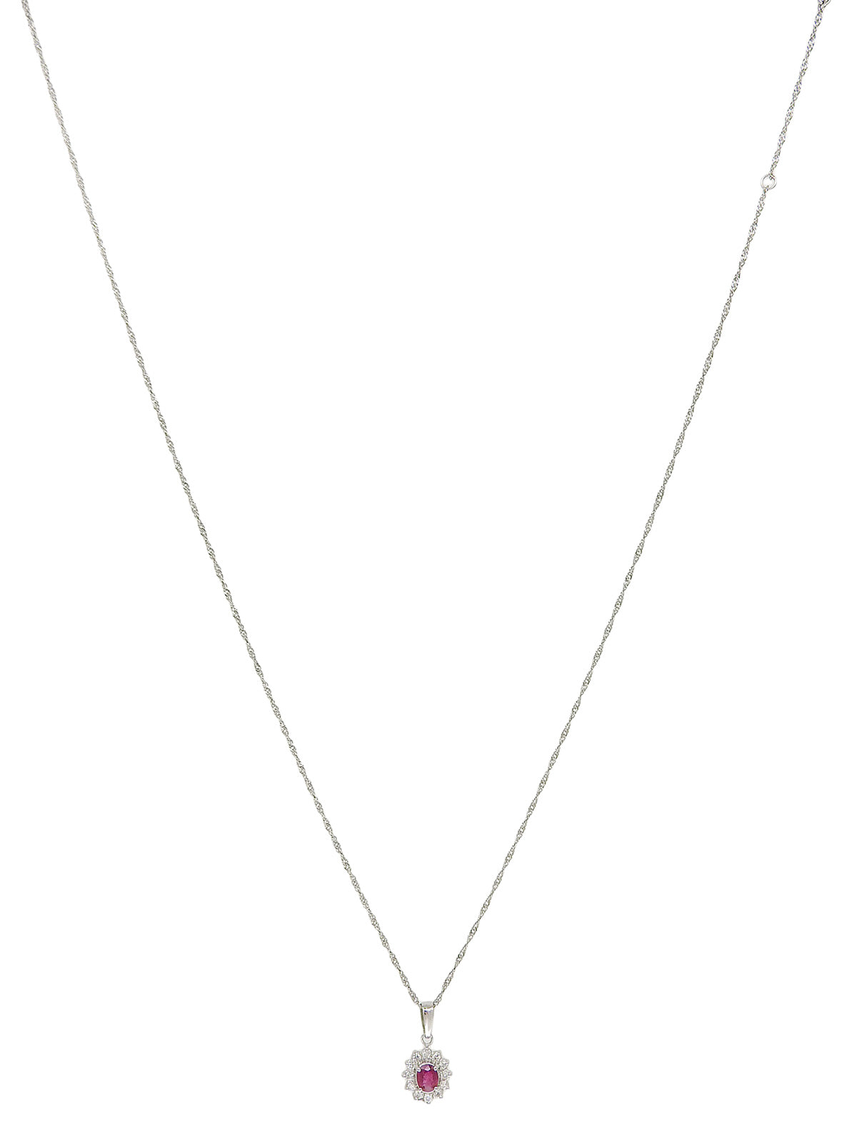 プラチナルビーダイヤモンドオーバルネックレス シルバー/ピンク