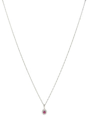 プラチナルビーダイヤモンドオーバルネックレス シルバー/ピンク