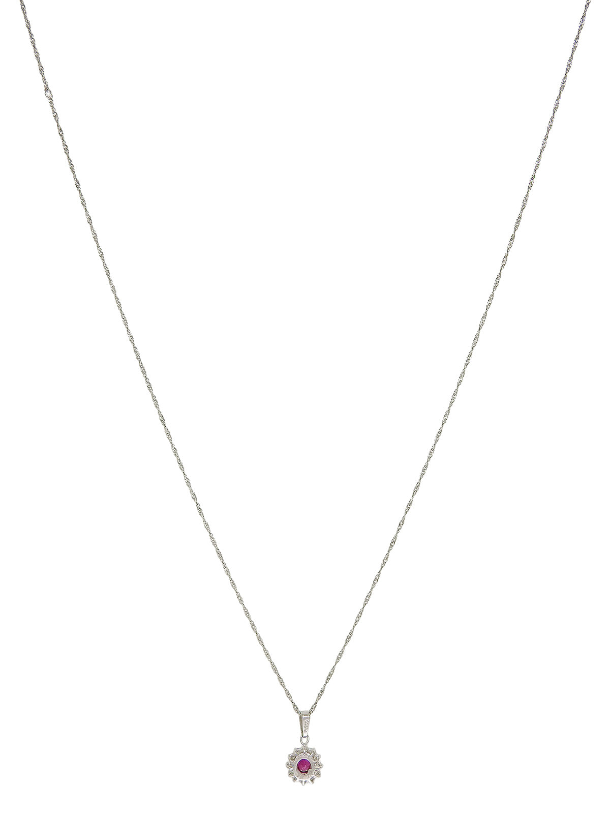 プラチナルビーダイヤモンドオーバルネックレス シルバー/ピンク