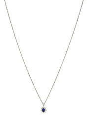 Platinum Sapphire and Diamond Design Necklace in Silver/Blue