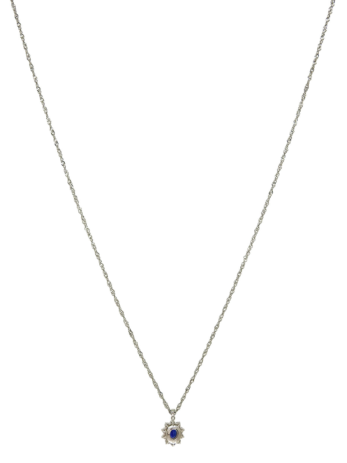 Platinum Sapphire and Diamond Design Necklace in Silver/Blue