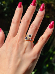 18K Sapphire and Diamond Design Ring in Gold/Blue