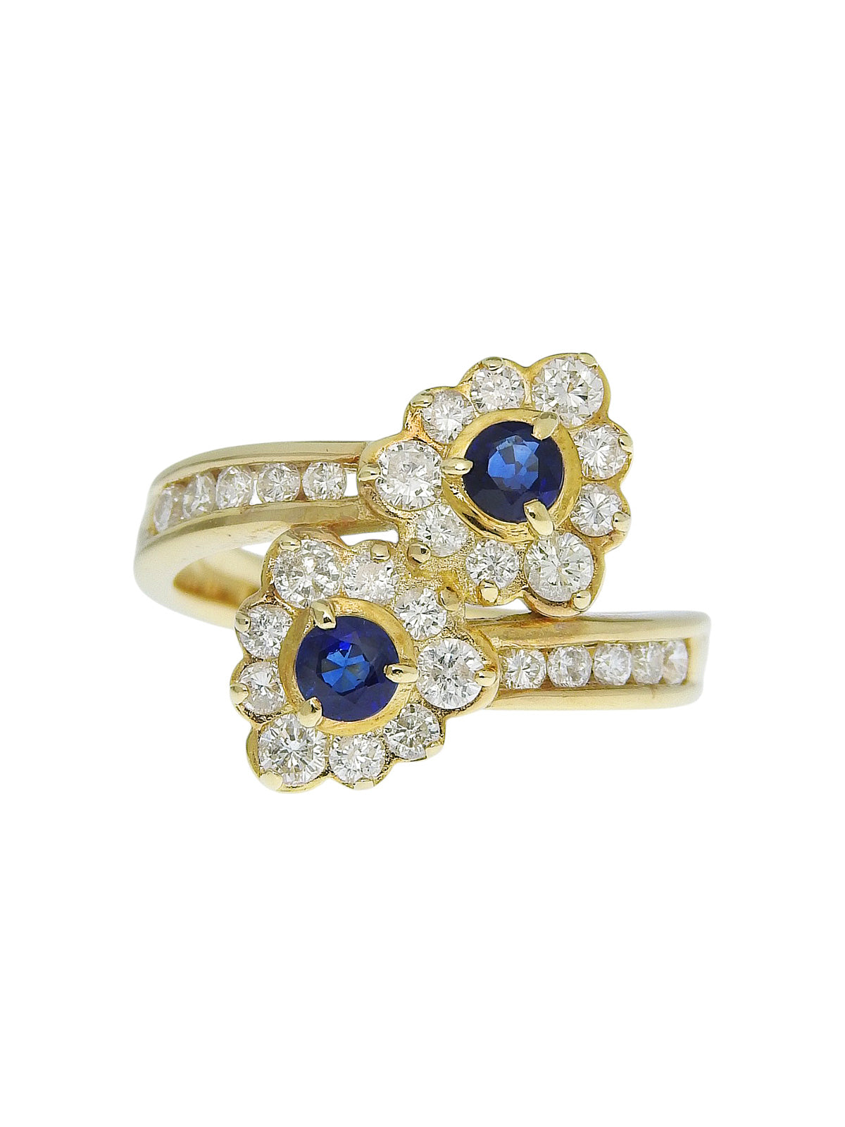 18K Sapphire and Diamond Design Ring in Gold/Blue