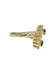 18K Sapphire and Diamond Design Ring in Gold/Blue