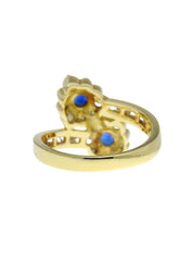 18K Sapphire and Diamond Design Ring in Gold/Blue
