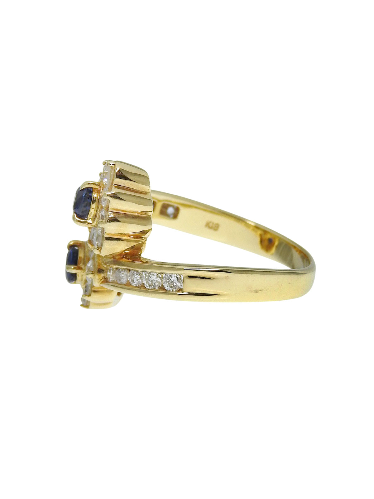 18K Sapphire and Diamond Design Ring in Gold/Blue