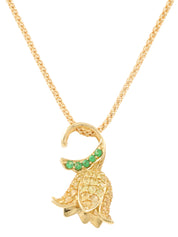 18K Sapphire Lily of the Valley Motif Necklace in Gold/Green