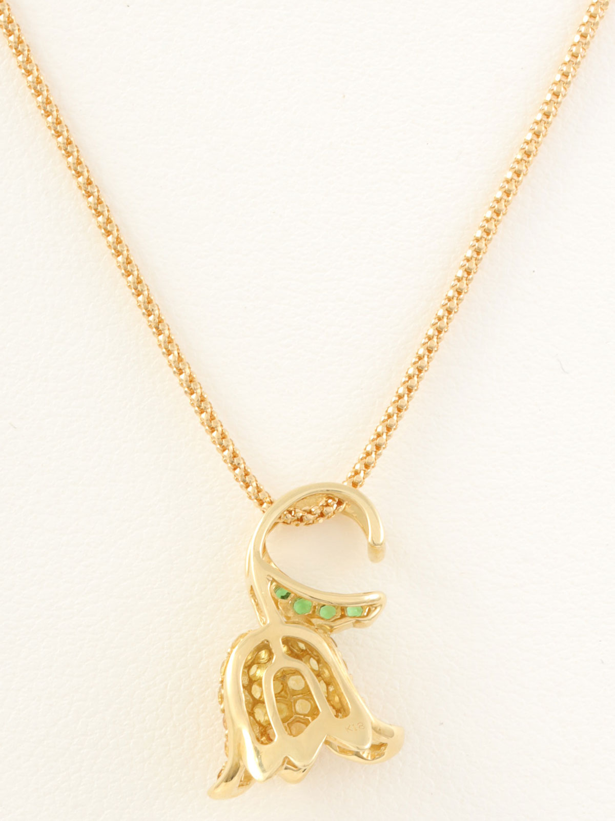 18K Sapphire Lily of the Valley Motif Necklace in Gold/Green