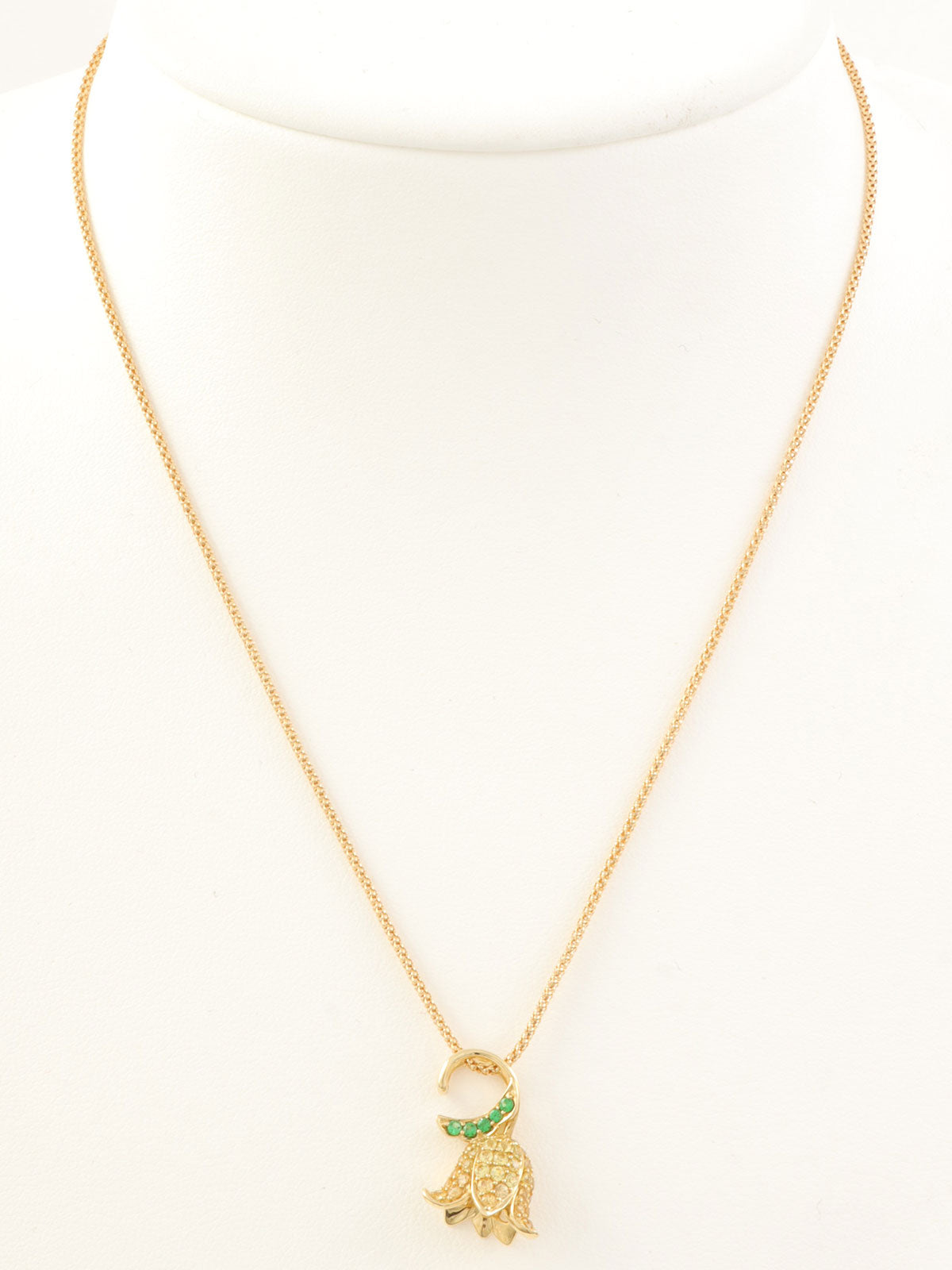 18Kサファイアスズランモチーフネックレス　ゴールド/グリーン