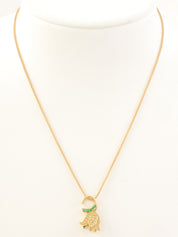 18Kサファイアスズランモチーフネックレス　ゴールド/グリーン