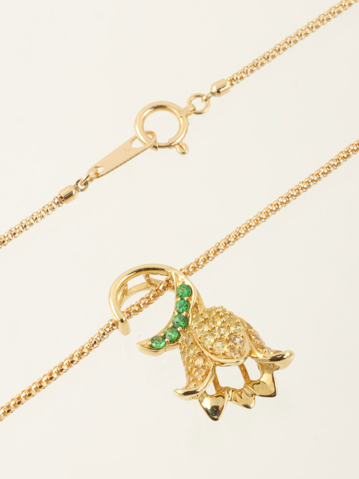 18Kサファイアスズランモチーフネックレス　ゴールド/グリーン