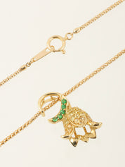 18K Sapphire Lily of the Valley Motif Necklace in Gold/Green