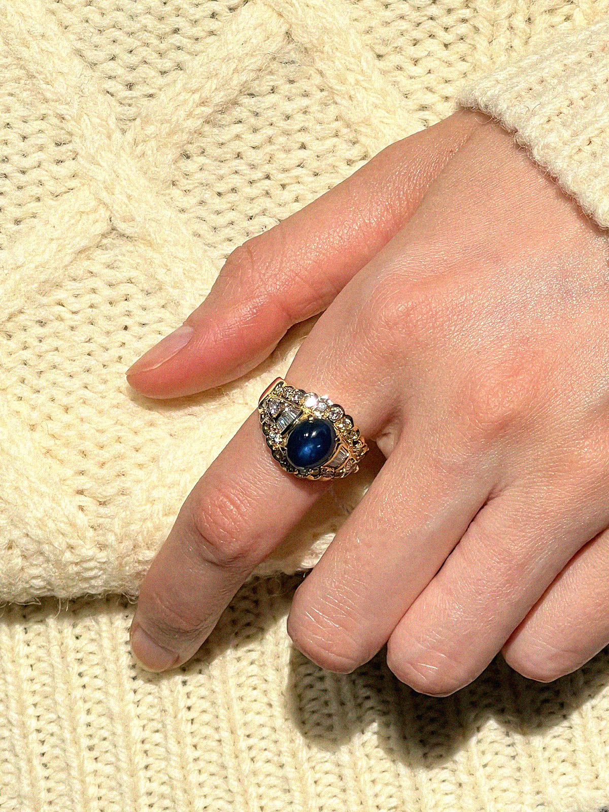 K18ダイヤモンドサファイアリング ゴールド/ブルー