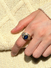 K18ダイヤモンドサファイアリング ゴールド/ブルー