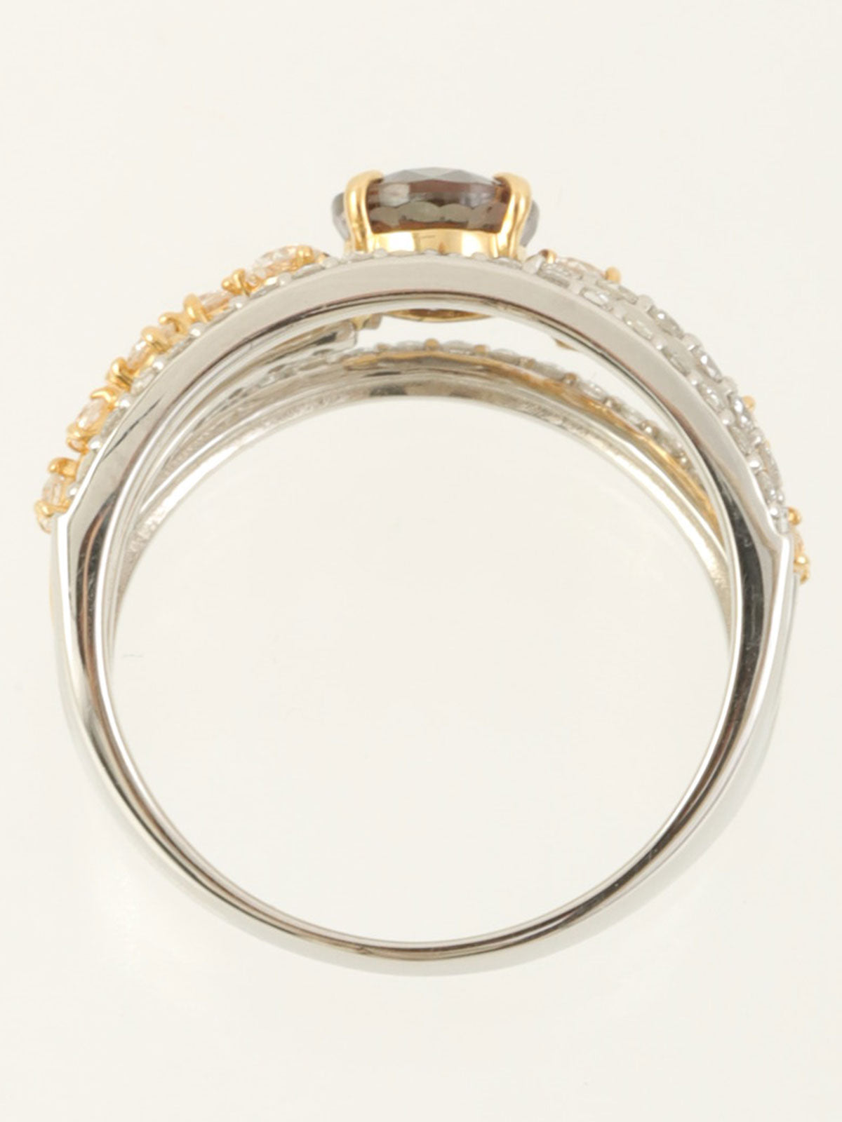 18K Platinum Sapphire and Diamond Design Ring in Silver/Gold/Purple