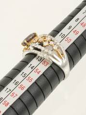 18K Platinum Sapphire and Diamond Design Ring in Silver/Gold/Purple