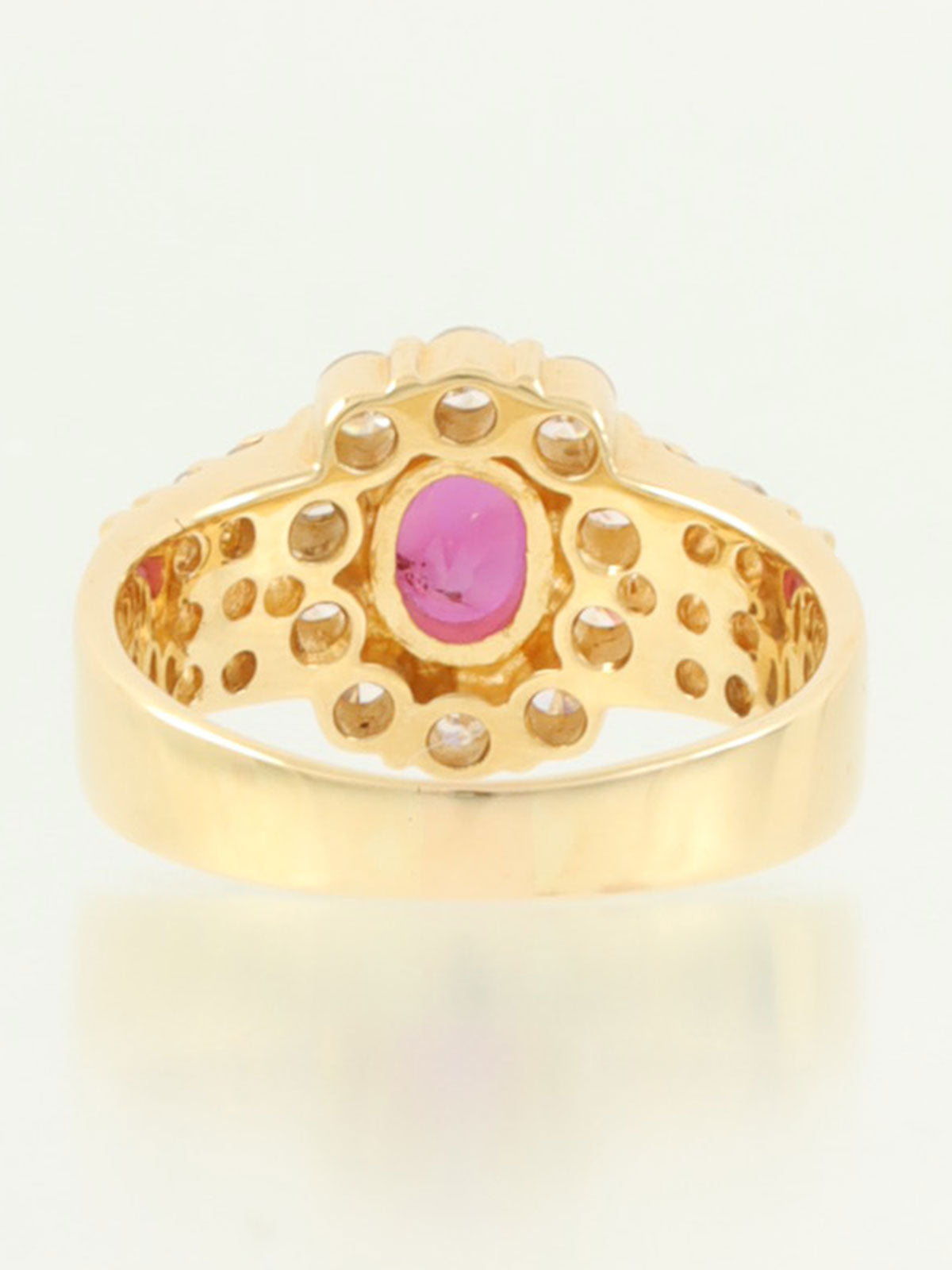 18K Gold/Red Ruby and Diamond Design Ring