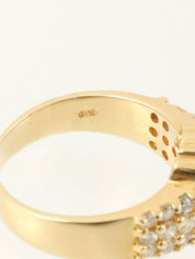 18K Gold/Red Ruby and Diamond Design Ring