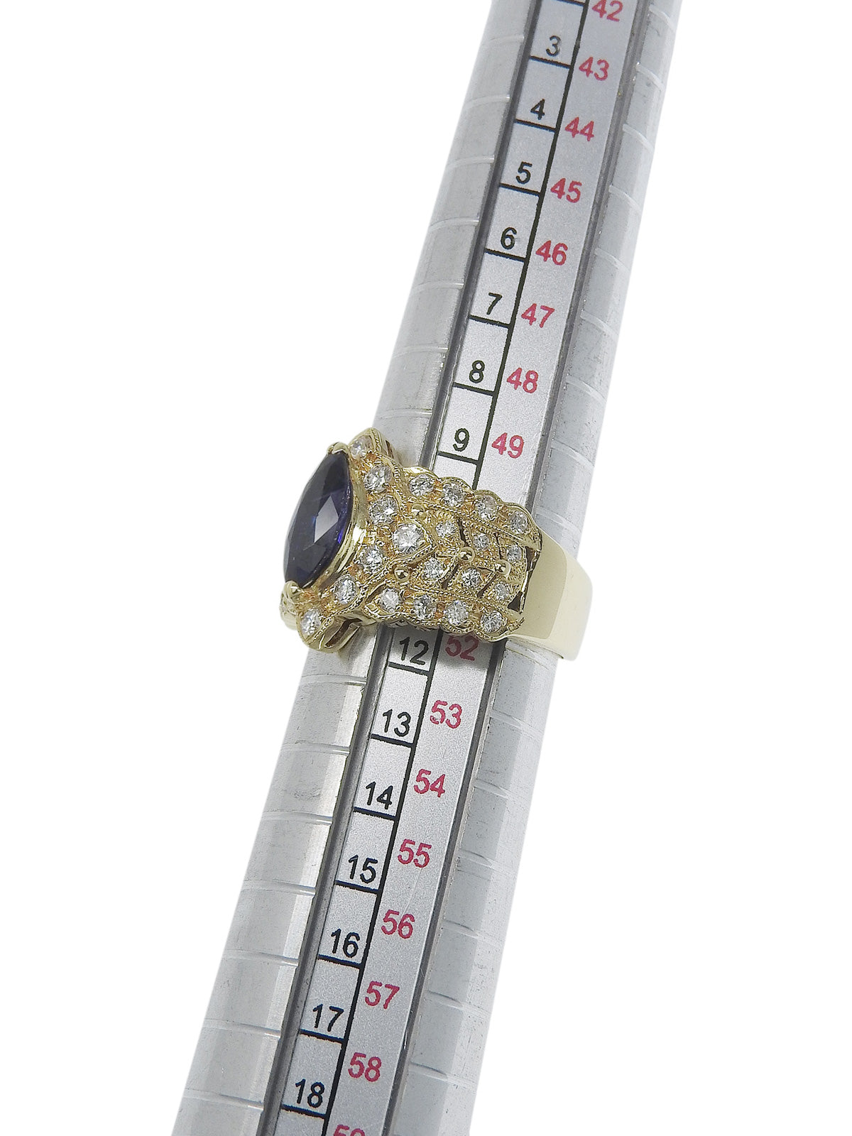 18K Sapphire and Diamond Design Ring in Gold/Blue