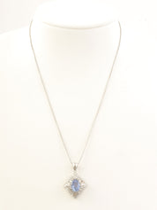 18K Platinum Diamond Design Necklace in Silver/Light Blue