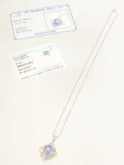 18K Platinum Diamond Design Necklace in Silver/Light Blue