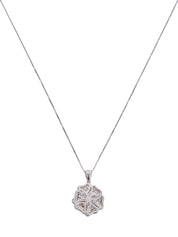 18K Diamond Flower Design Necklace in Silver