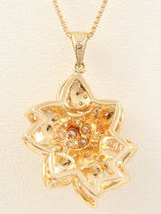 18K Gold Diamond Flower Motif Necklace