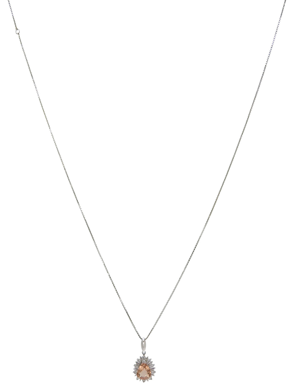 プラチナトパーズティアドロップデザインネックレス シルバー/オレンジ