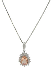 プラチナトパーズティアドロップデザインネックレス シルバー/オレンジ