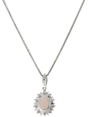 Platinum Topaz Teardrop Design Necklace in Silver/Orange