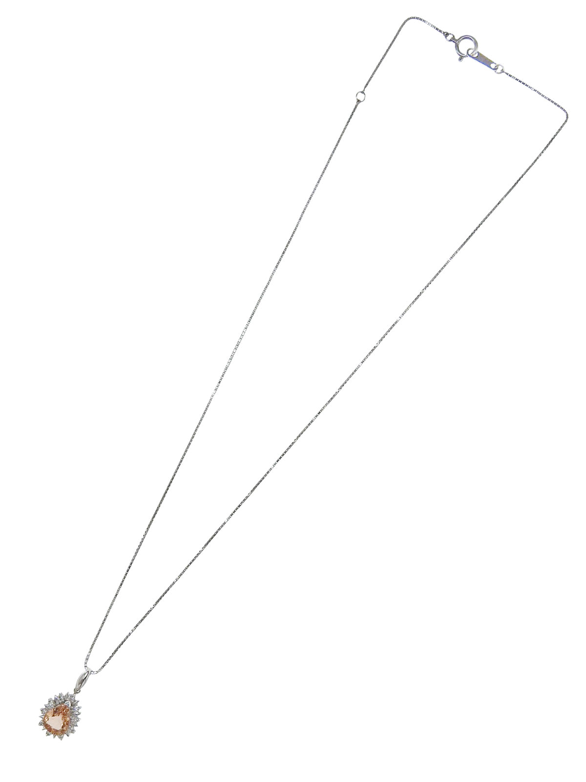 プラチナトパーズティアドロップデザインネックレス シルバー/オレンジ