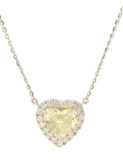 Platinum Diamond Heart Necklace in Silver/Yellow