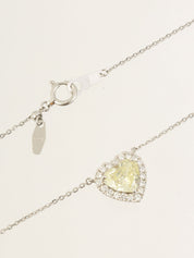 Platinum Diamond Heart Necklace in Silver/Yellow