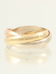 18K黄金/玫瑰金/白金三位一体戒指