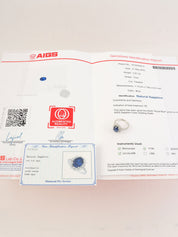 铂金蓝宝石钻石设计戒指，银色/蓝色